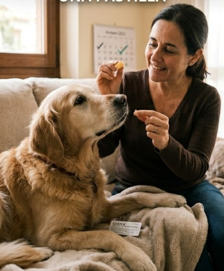perro recibiendo pastilla cushing